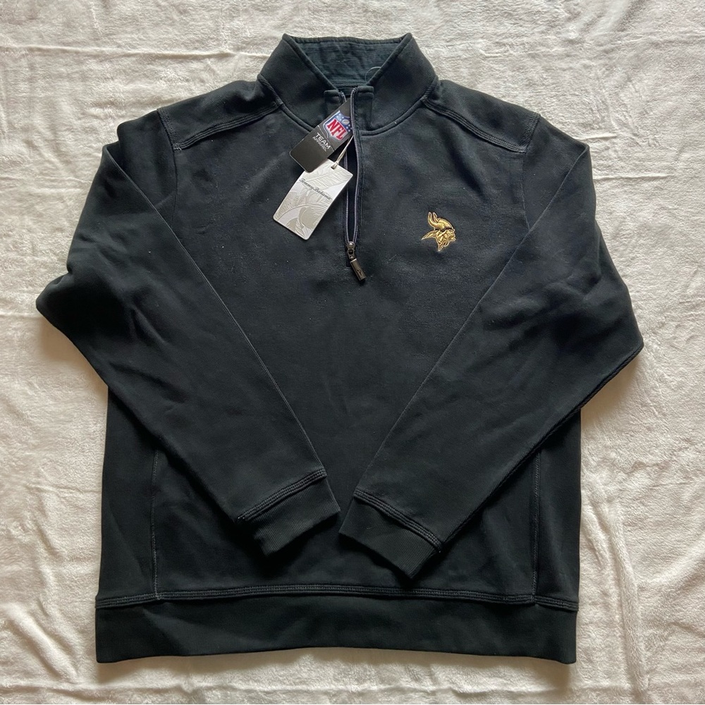 Black quarter-zip Vikings sweater
